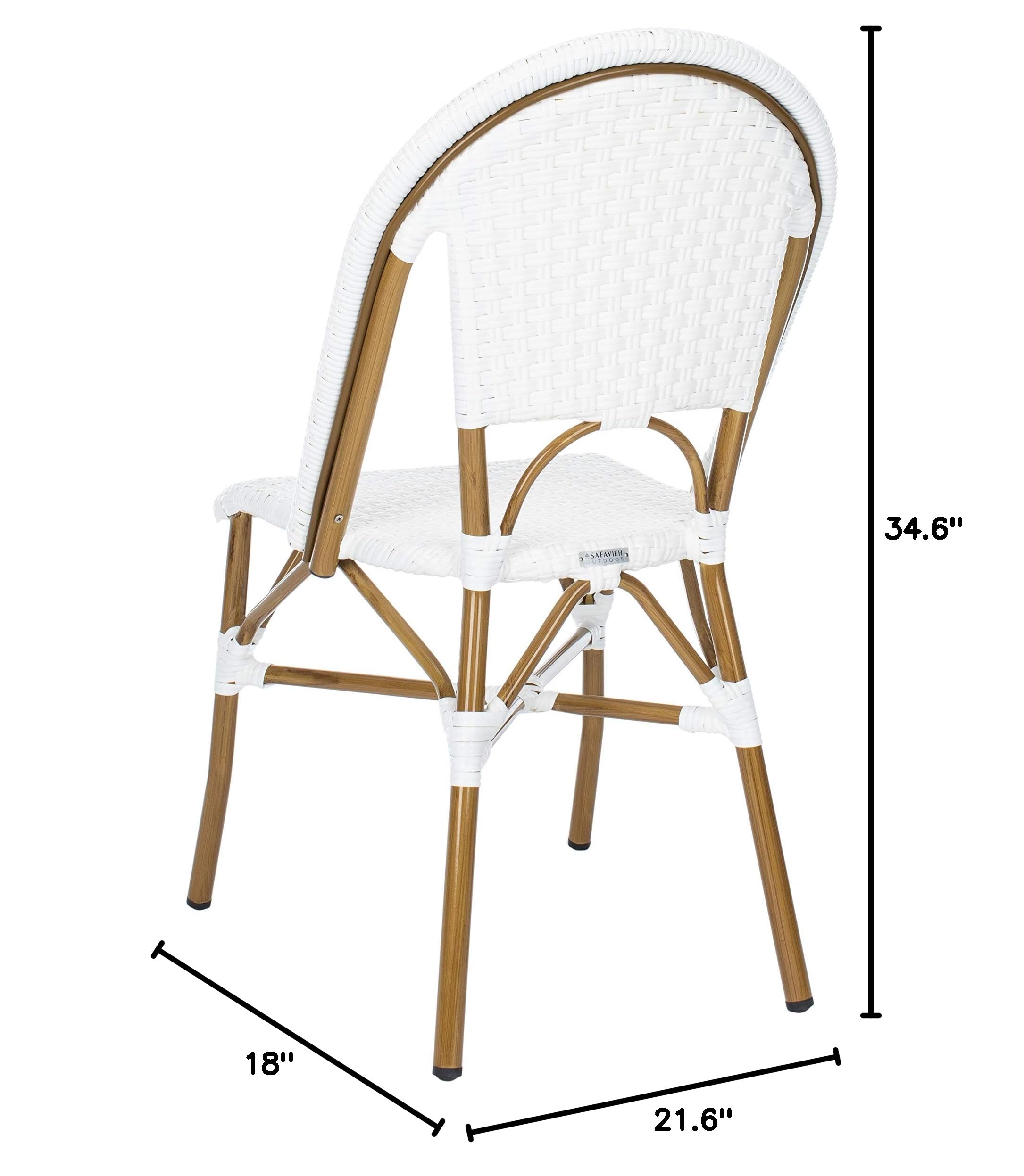 Safavieh Hooper Indoor-Outdoor Stacking Side Chairs Set of 2 - Black & White - Perfect for Patio, Garden, Dining Room & Small Space Decor