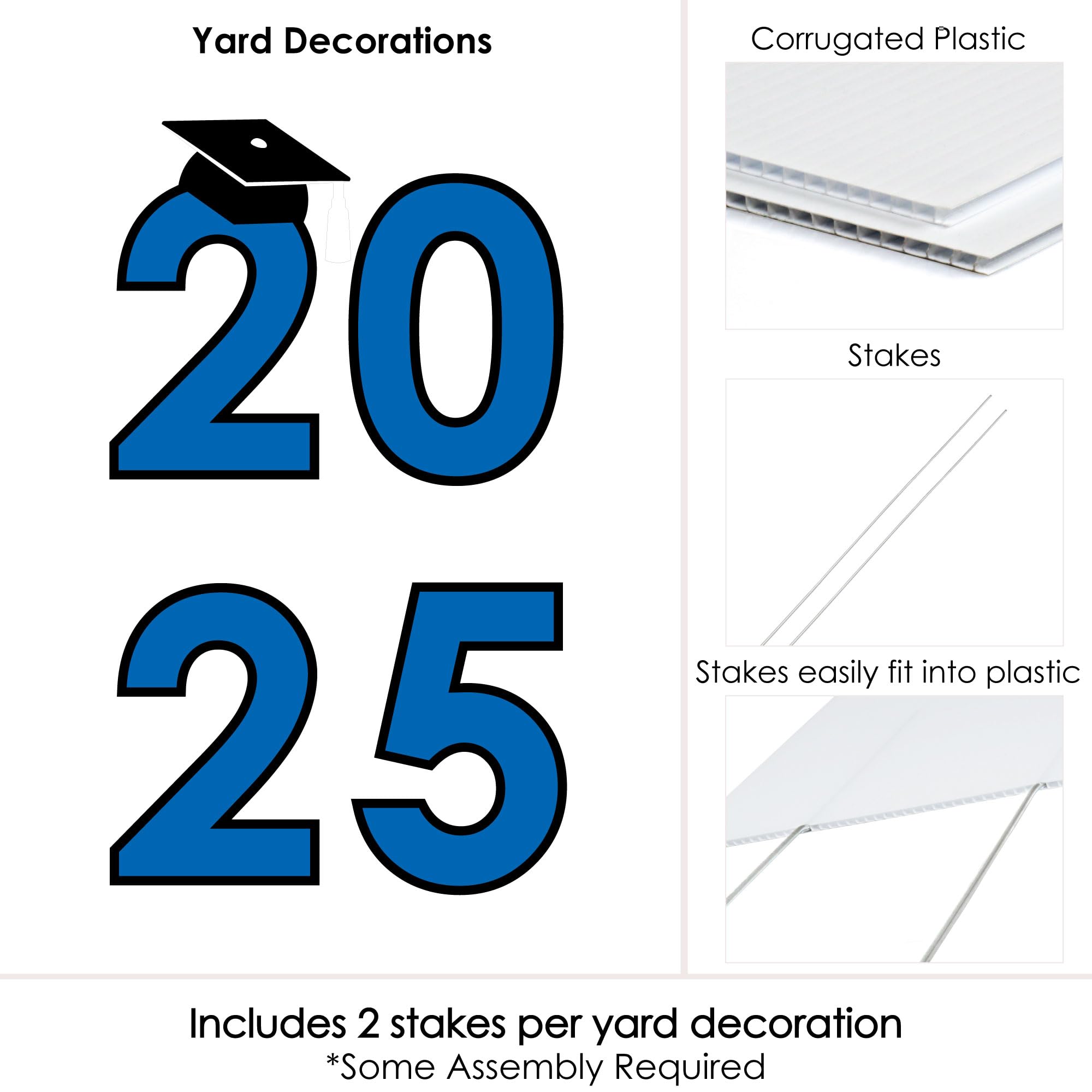 Big Dot of Happiness Blue 2025 Graduation Party Yard Signs - Outdoor Lawn Decorations for 2025 Graduates - Perfect for Backyard Celebrations & Photo Backdrops