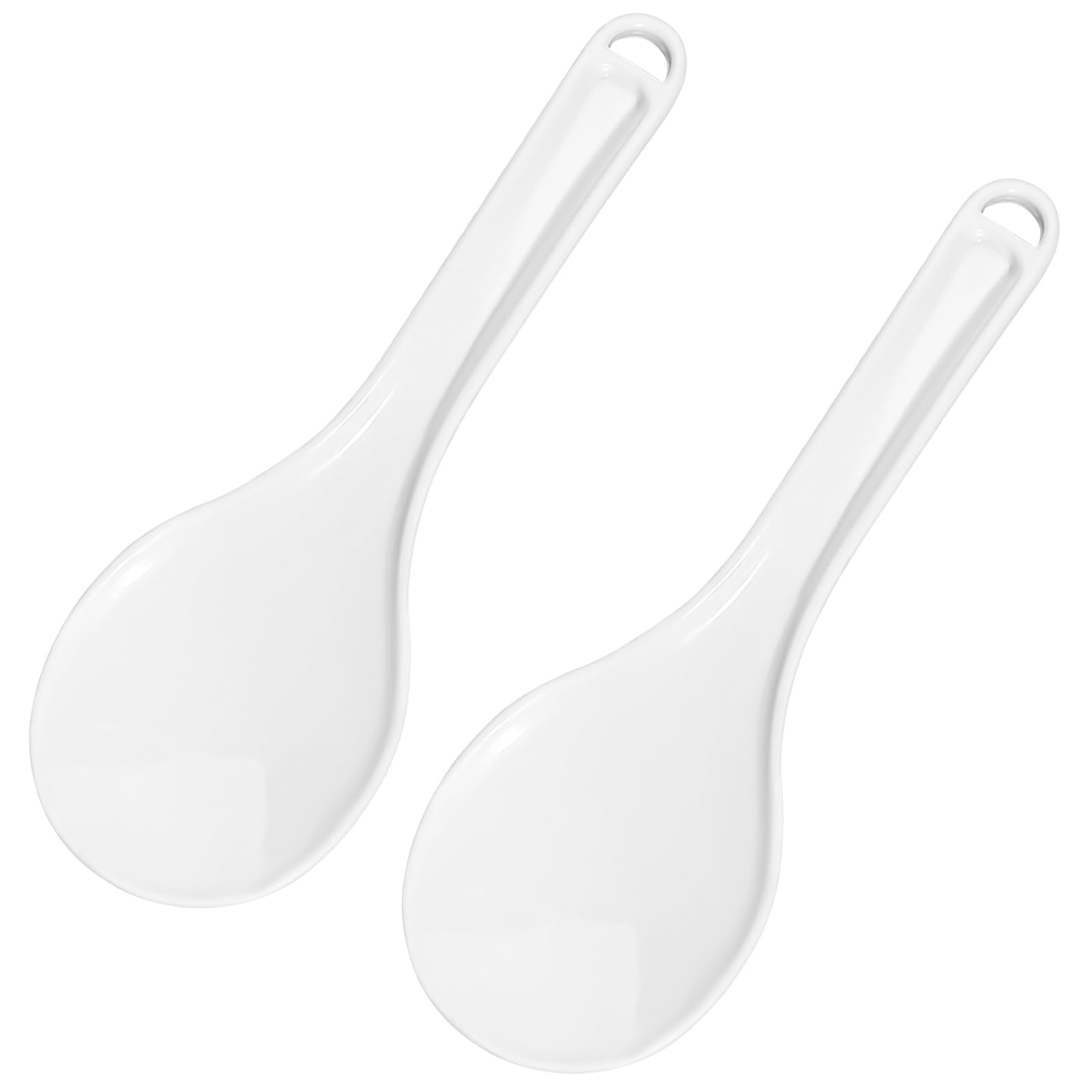 Sliverdew 2-Pack White Plastic Rice Serving Spoon - Non-Stick Rice Paddle for Rice Cooker, 7.87 Inch Kitchen Utensil - Perfect for Cooking, Serving, and Meal Prep