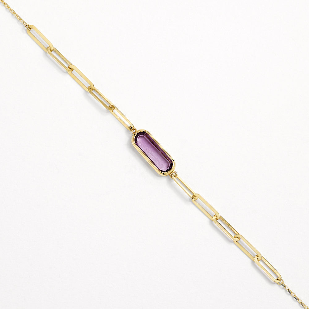10k Gold Amethyst Oval Paperclip Chain Necklace for Women - Elegant Layering Jewelry for Everyday Wear & Special Occasions