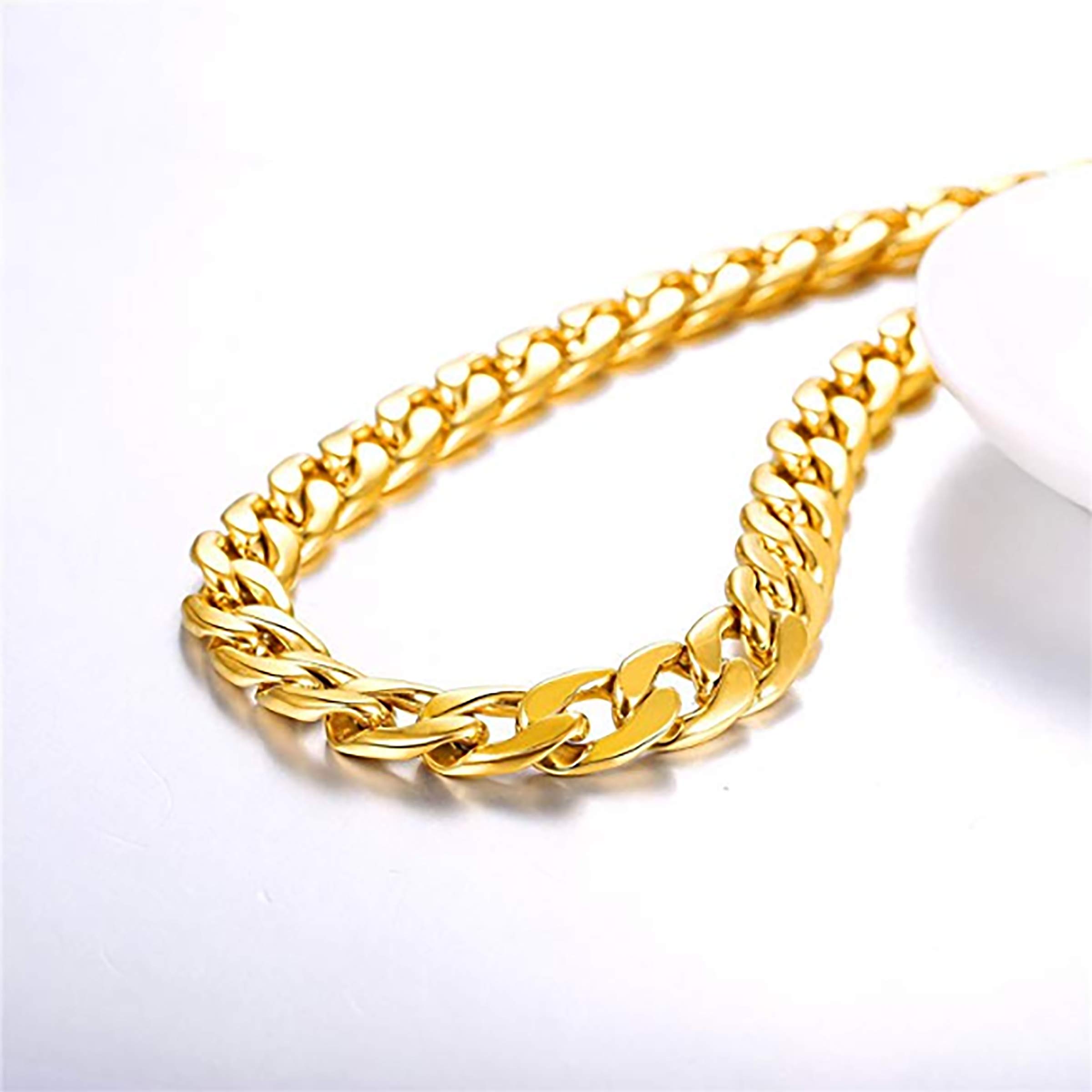 Premium Stainless Steel Cuban Link Chain Necklace for Men - 18K Gold Plated Hip Hop Jewelry Gift - Perfect for Casual Wear, Parties & Special Occasions