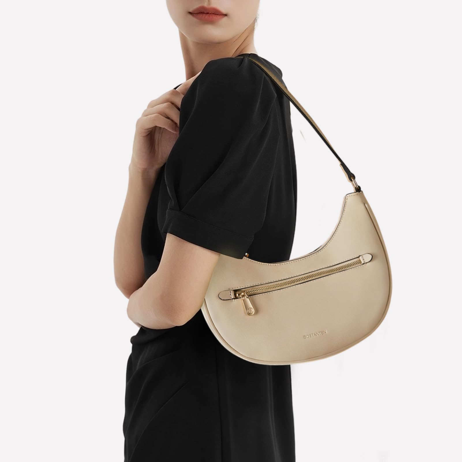 BOSTANTEN Small Crossbody Purse for Women - Trendy Crescent Shoulder Bag Hobo Handbag with Adjustable Strap, Perfect for Everyday Use, Travel, and Date Night
