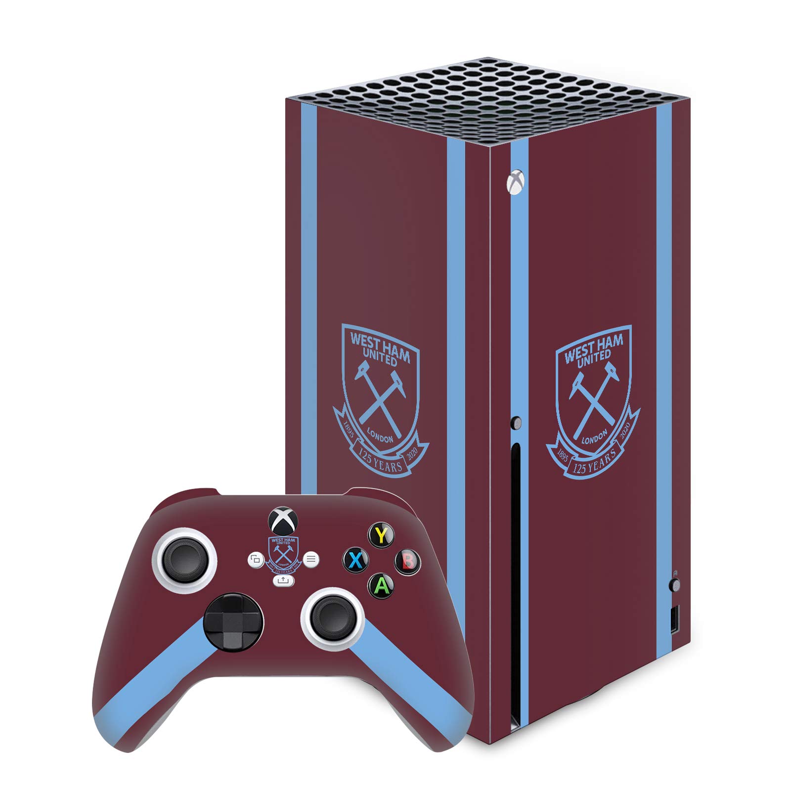 Official West Ham United FC 2020/21 Home Jersey Vinyl Gaming Skin Sticker - Compatible with Xbox Series X Console & Controller Bundle | Perfect for Gamers & Football Fans, Great for Customizing Your Gaming Setup