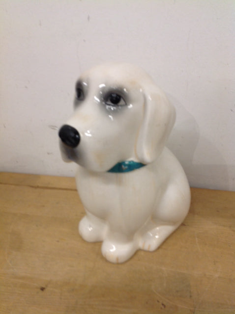 White Ceramic Dog Cookie Jar - 11 Inch Large Pet Treat Storage Container for Kitchen, Pantry, or Dog-Themed Decor