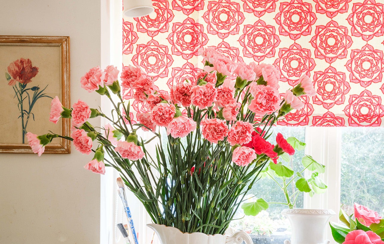 Rose Block Printed Fabric - Soft Linen Cotton Blend in Pink | Perfect for DIY Crafts, Home Decor & Fashion Sewing Projects