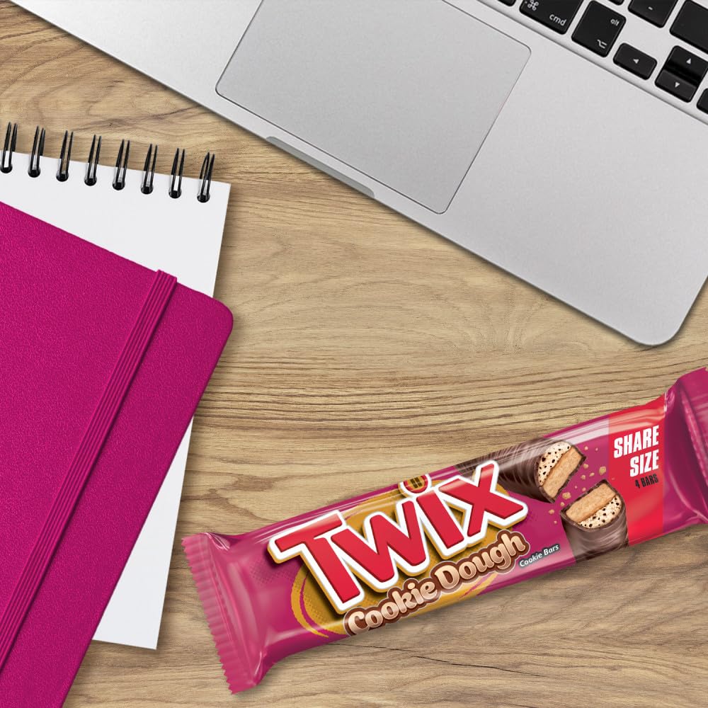TWIX Cookie Dough Milk Chocolate Candy Bars Bulk Pack - 20 Individually Wrapped Share Size Bars, Crunchy Cookie & Caramel in Rich Milk Chocolate | Perfect for Halloween Candy, Christmas Gifts, Birthday Parties, Office Snacks & Movie Nights