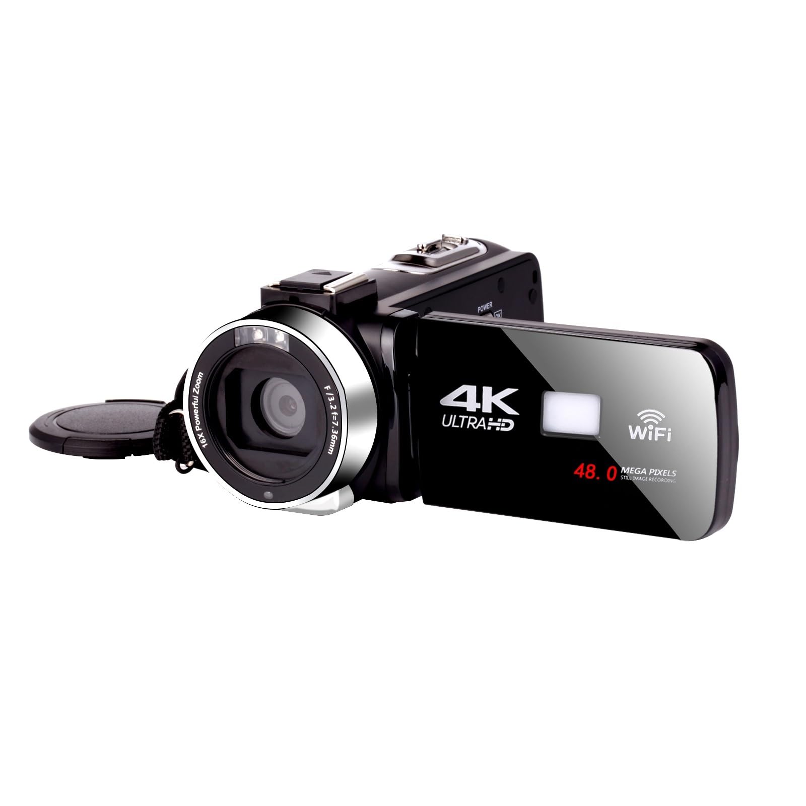 48MP 4K WiFi Camcorder with Night Vision & Infrared - Portable Digital Vlog Camera for YouTube, Live Streaming, Outdoor Shooting (Includes 16GB SD Card) - Perfect for Vlogging, Travel Videos, Home Security & Nighttime Recording