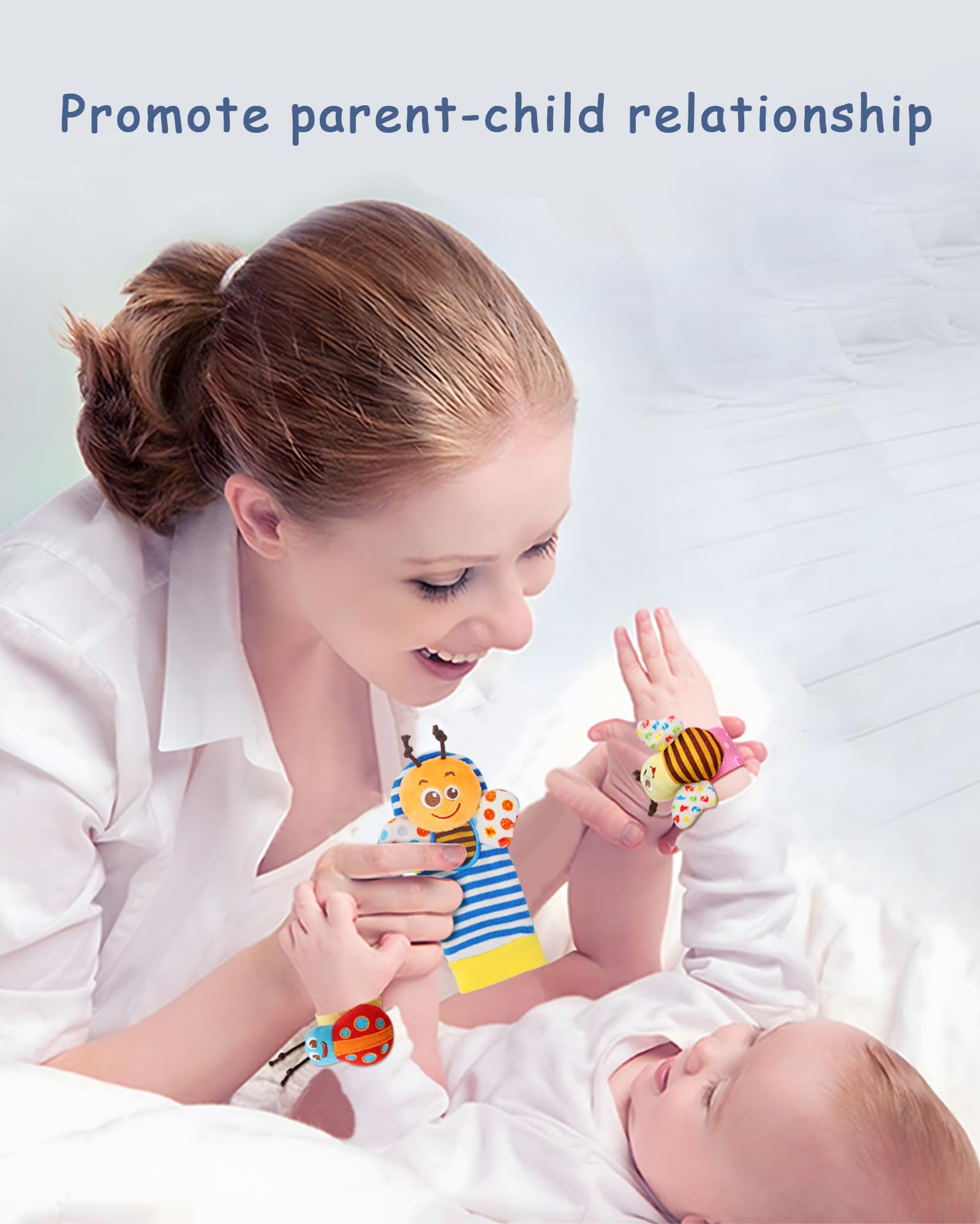 Bloobloomax Baby Rattles Toys 0-12 Months - Hand & Foot Toys for Newborns - Perfect Baby Shower Gifts for Girls & Boys