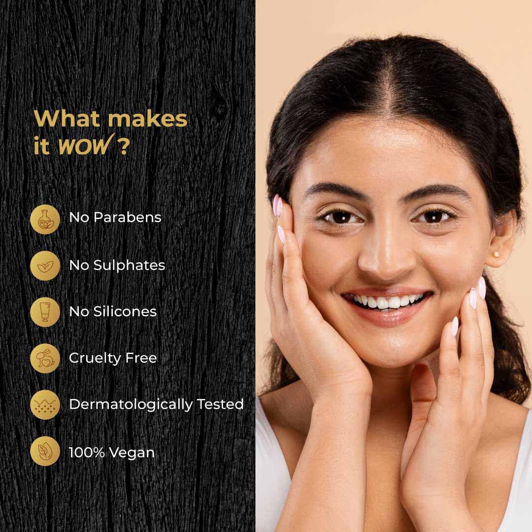WOW Skin Science Charcoal & Hyaluronic Acid Face Scrub - Deep Cleansing & Hydrating Detox Treatment for Oily & Acne-Prone Skin | Unclogs Pores, Removes Blackheads & Controls Oil | Improves Skin Elasticity | 100g | Perfect for Daily Skincare Routine & Pre-Makeup Prep