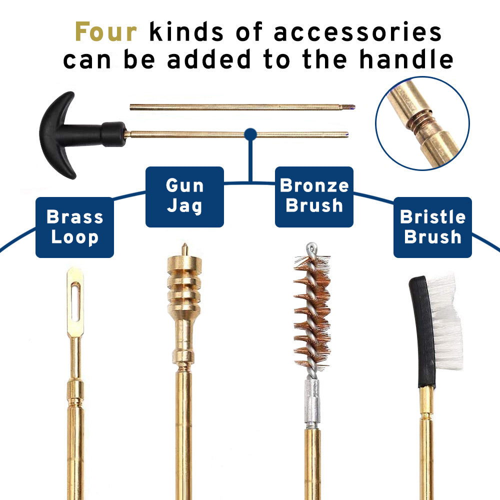 Premium Gun Cleaning Kit for .40 .45 .22 .38 & 9mm Caliber - Bore Brush, Brass Jags & Adapter for Rifle & Pistol Maintenance - Compact Travel Case Included - Perfect for Range, Hunting & Home Firearm Care