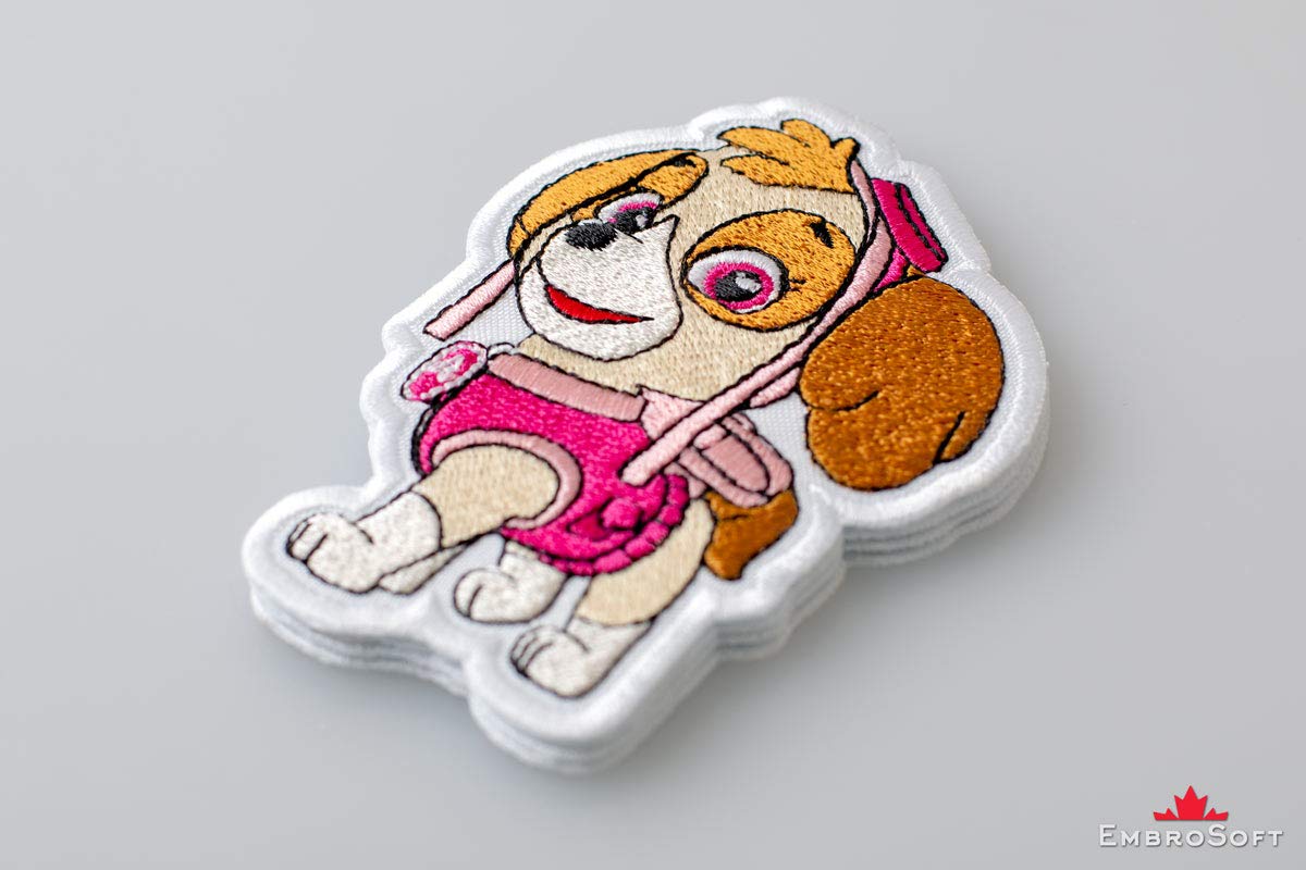 Funny Puppy Skye Embroidered Iron-On Patch - 2.9 x 3.9 Inches for Jackets, Backpacks & DIY Crafts | Cute Dog Applique for Clothing & Accessories