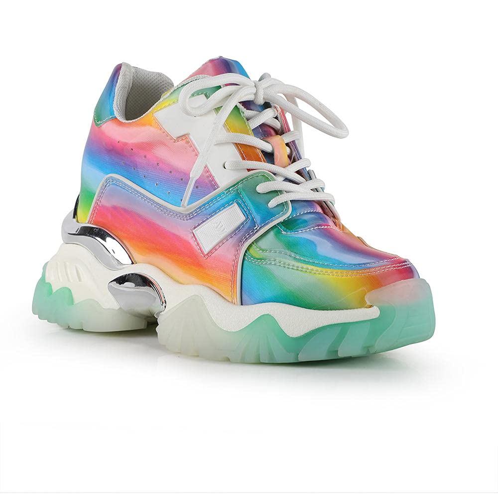 Anthony Wang Women's Lace Up Hidden Wedge Sneakers - Comfortable Fashion Shoes for Casual Wear, Work & Everyday Outfits