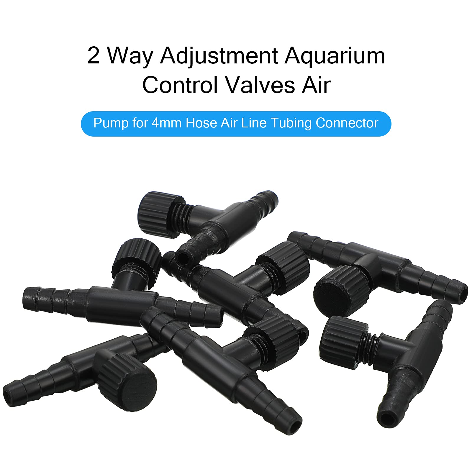 Honoson 30-Piece Aquarium Air Pump Control Valves - T-Shaped Single Way Plastic Air Flow Regulator for 4mm Hose & Airline Tubing Connector - Perfect for Fish Tank, Hydroponics & Air Stone Systems