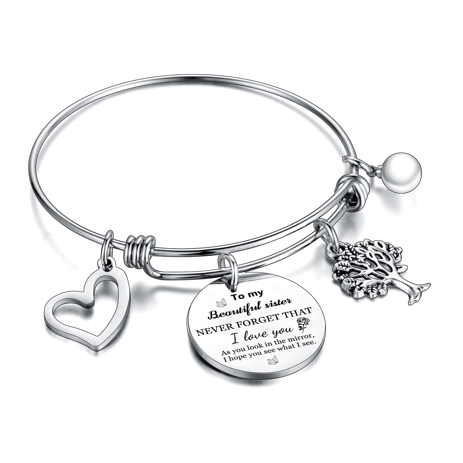 Best Sister Bracelets for Women - Meaningful Birthday & Friendship Gifts for Sisters, Best Friends & Girls - Elegant Bangle Bracelet for Graduation, Anniversaries & Special Occasions - Perfect for Sisterhood Bonding & Heartfelt Moments