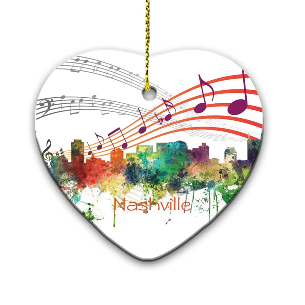 Nashville Tennessee Skyline Ceramic Ornament - Handmade Souvenir Gift for Christmas, Home Decor, Travel Memento | Perfect for Holiday Decorations, Housewarming Gifts & Tennessee Memorabilia