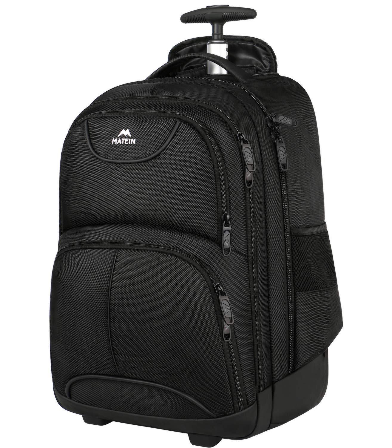 **MATEIN 18 Inch Wheeled Laptop Backpack for College & Travel - Rolling Carry-On Trolley Luggage, Compact Business Computer Bag for Men & Women (Black) - Perfect for Airports, Commuting & Business Trips**