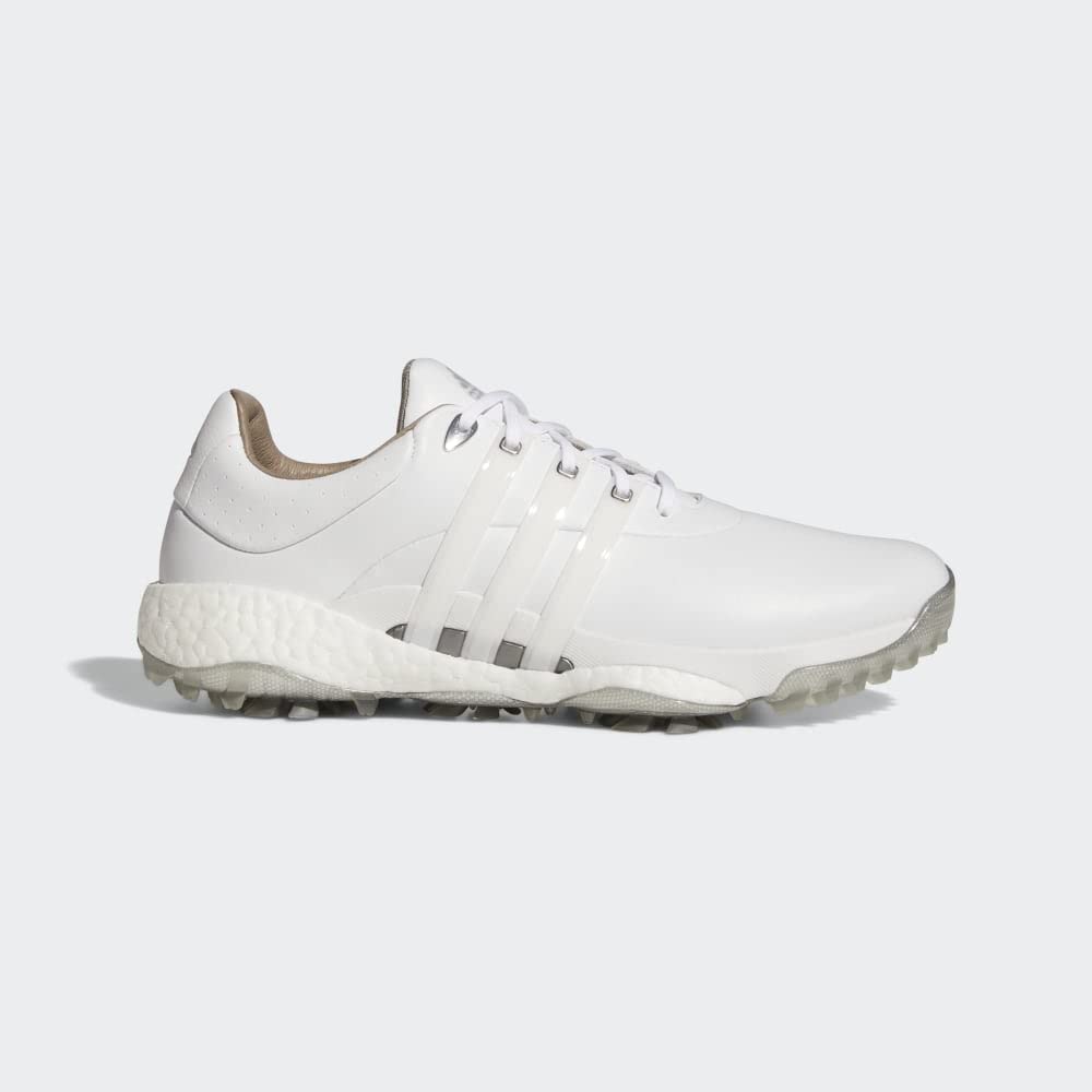**Adidas Men's Tour360 22 Golf Shoes - White/Silver Metallic - Size 9 | Spiked Comfort & Performance for Golfers | Perfect for Tournaments & Practice Rounds**