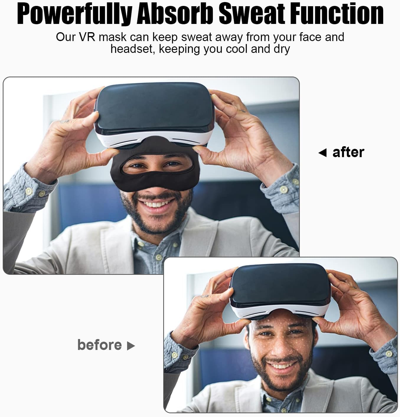 Breathable VR Mask Cover for Meta Quest 3, Quest 2, Vision Pro, PSVR2 - Sweat-Resistant Face Cushion (3-Pack Black) - Perfect for Virtual Reality Gaming & Extended Play Sessions