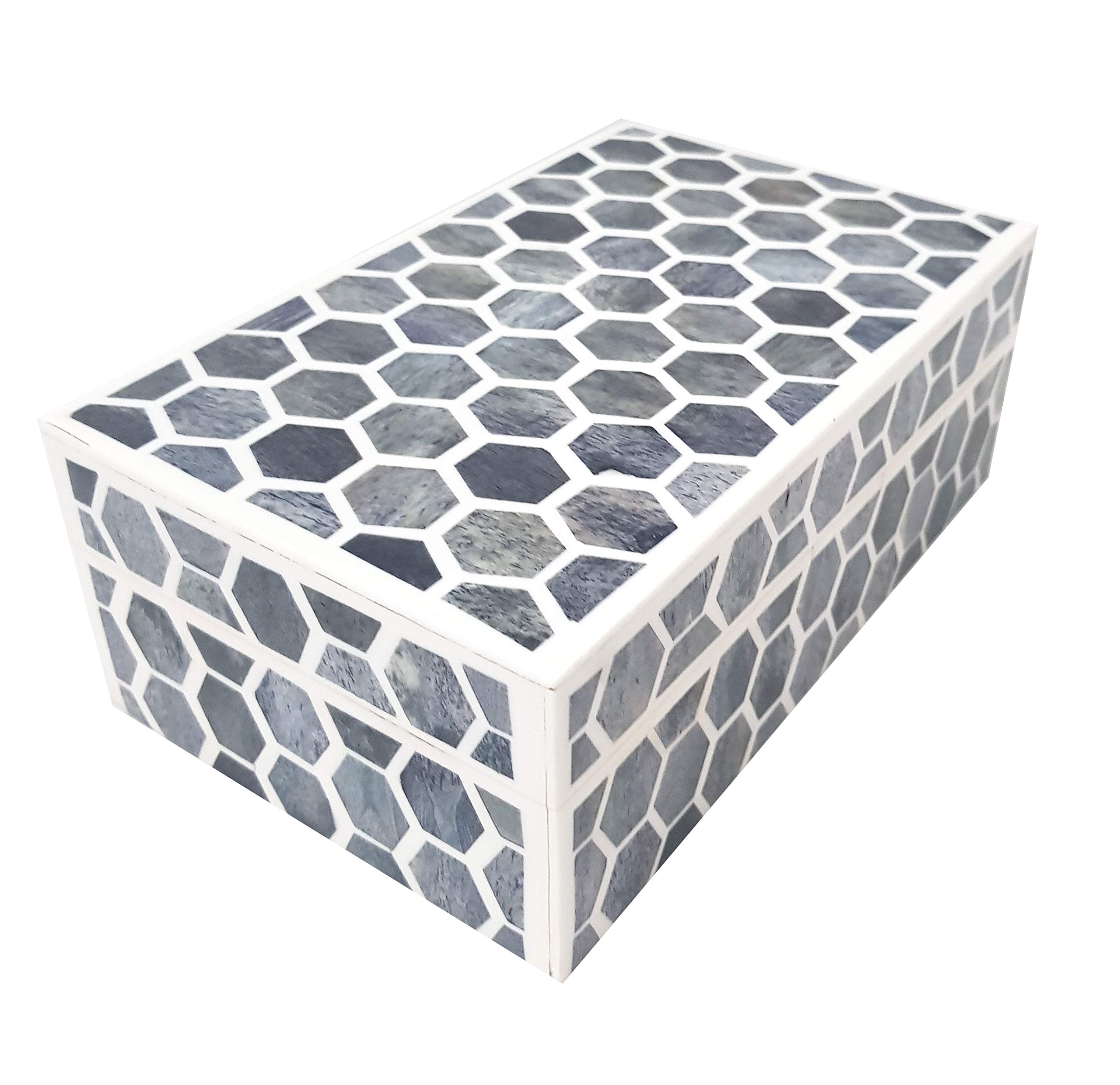 Victorian Stone Trinket Box - Handcrafted Bone Inlay Jewelry Storage & Keepsake Box | Elegant Home Decor, Tabletop Display & Gift Idea for Women | Perfect for Organizing Rings, Necklaces & Small Treasures