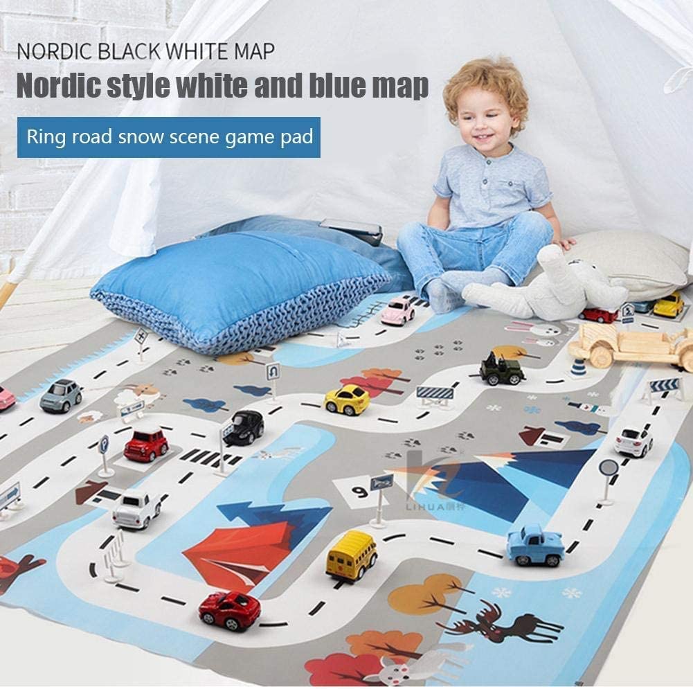 Kids Traffic & Parking Play Mat - Waterproof Educational Road Carpet for Children, Extra Large Thickened Learning Game Mat for Bedroom & Playroom | Perfect for Indoor Play, Early Education & Road Safety Learning