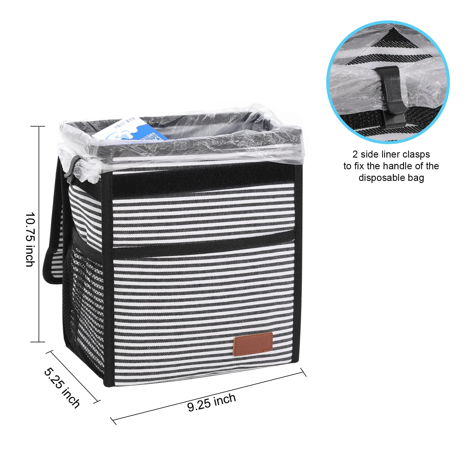 Leak-Proof Waterproof Car Trash Can with Lid - Collapsible Hanging Garbage Bag for SUV & Front Seat | Portable Car Organizer with Storage Mesh Pocket | Ideal for Road Trips, Commuting & Family Travel