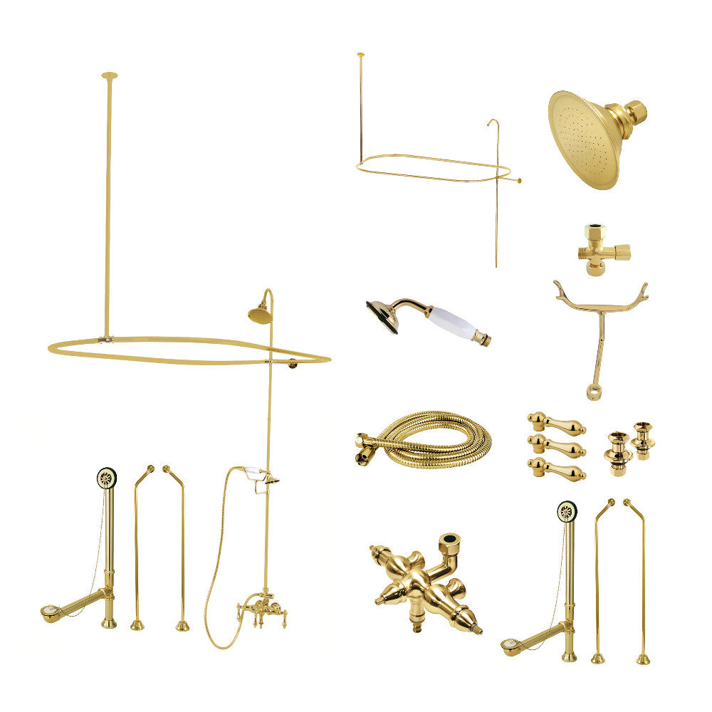 Kingston Brass CCK3185AL Vintage Clawfoot Tub Faucet Set with Down Spout - Antique Style Bathroom Fixture for Classic & Modern Bathrooms