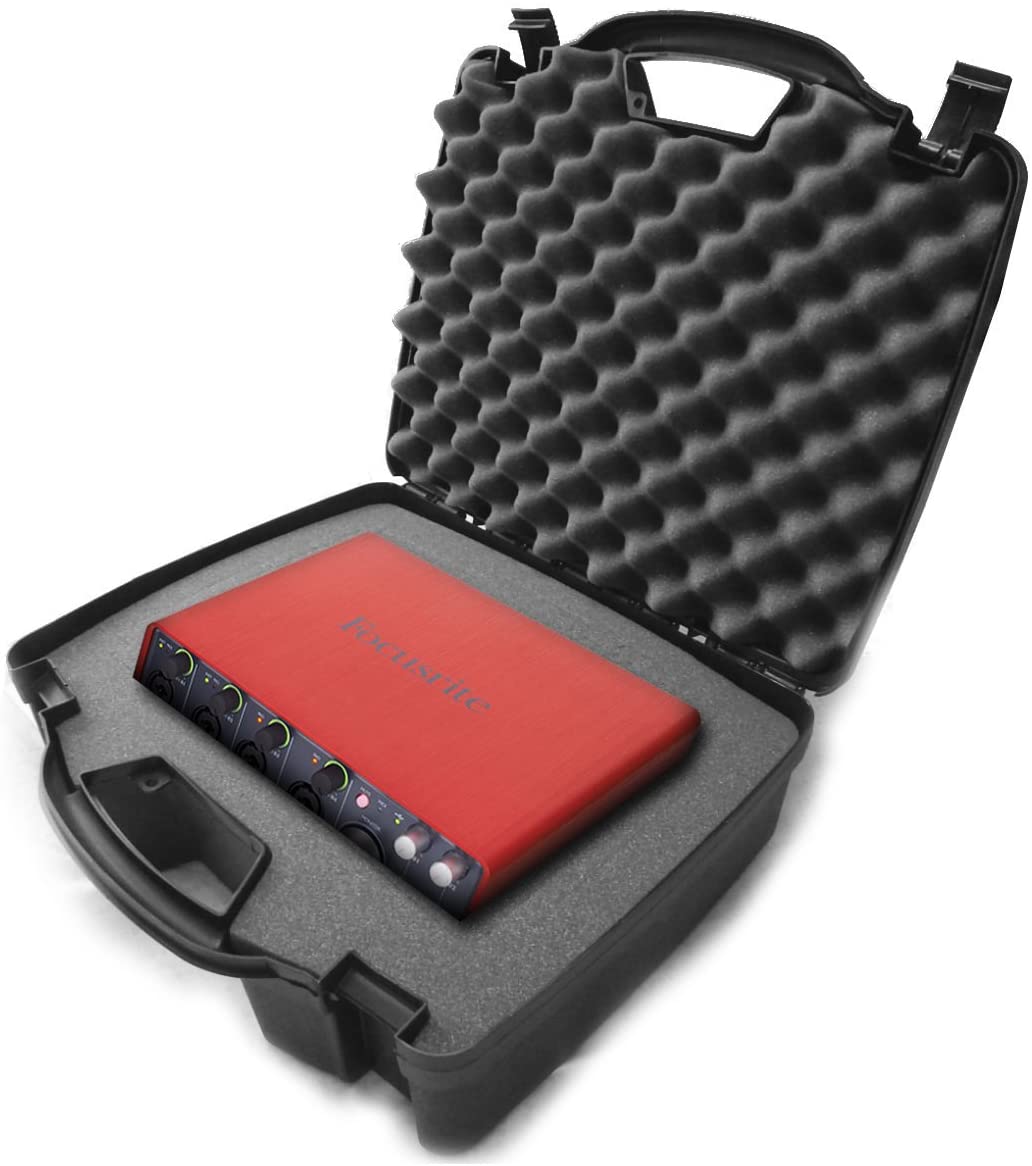 CASEMATIX Studio Travel Case for Focusrite Scarlett 2i2 6i6 2i4 18i8 Solo USB Audio Interfaces - Protective Hard Shell Carrying Case for Music Recording Equipment - Perfect for Studio, Travel & Live Performances