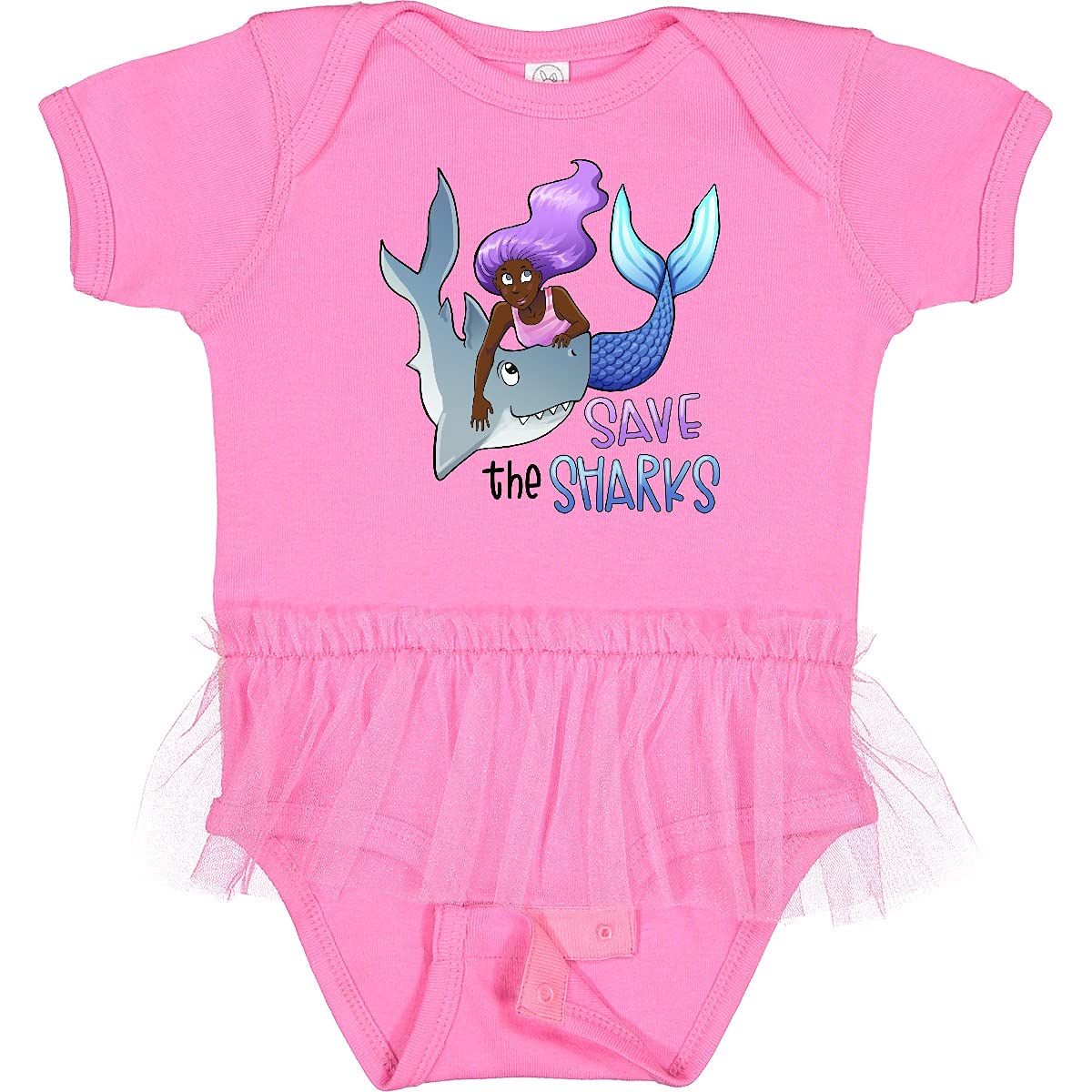 Save The Sharks Mermaid Infant Tutu Bodysuit - Cute Baby Girl Outfit for Beach, Photoshoot & Birthday Parties | Eco-Friendly Shark Conservation Apparel