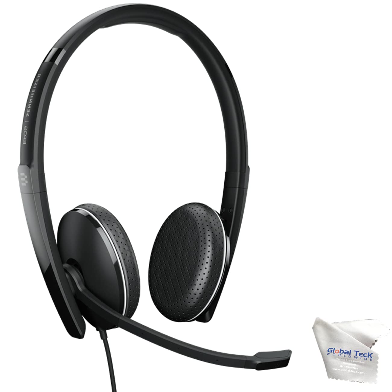 EPOS Sennheiser 165 UC Stereo USB-C Headset with Microphone - Noise Cancelling for Zoom, RingCentral, 8x8, Vonage - Compatible with PC, Mac, Desk Phones & Softphones - Includes Microfiber Cleaning Cloth - Perfect for Home Office, Call Centers & Remote Work