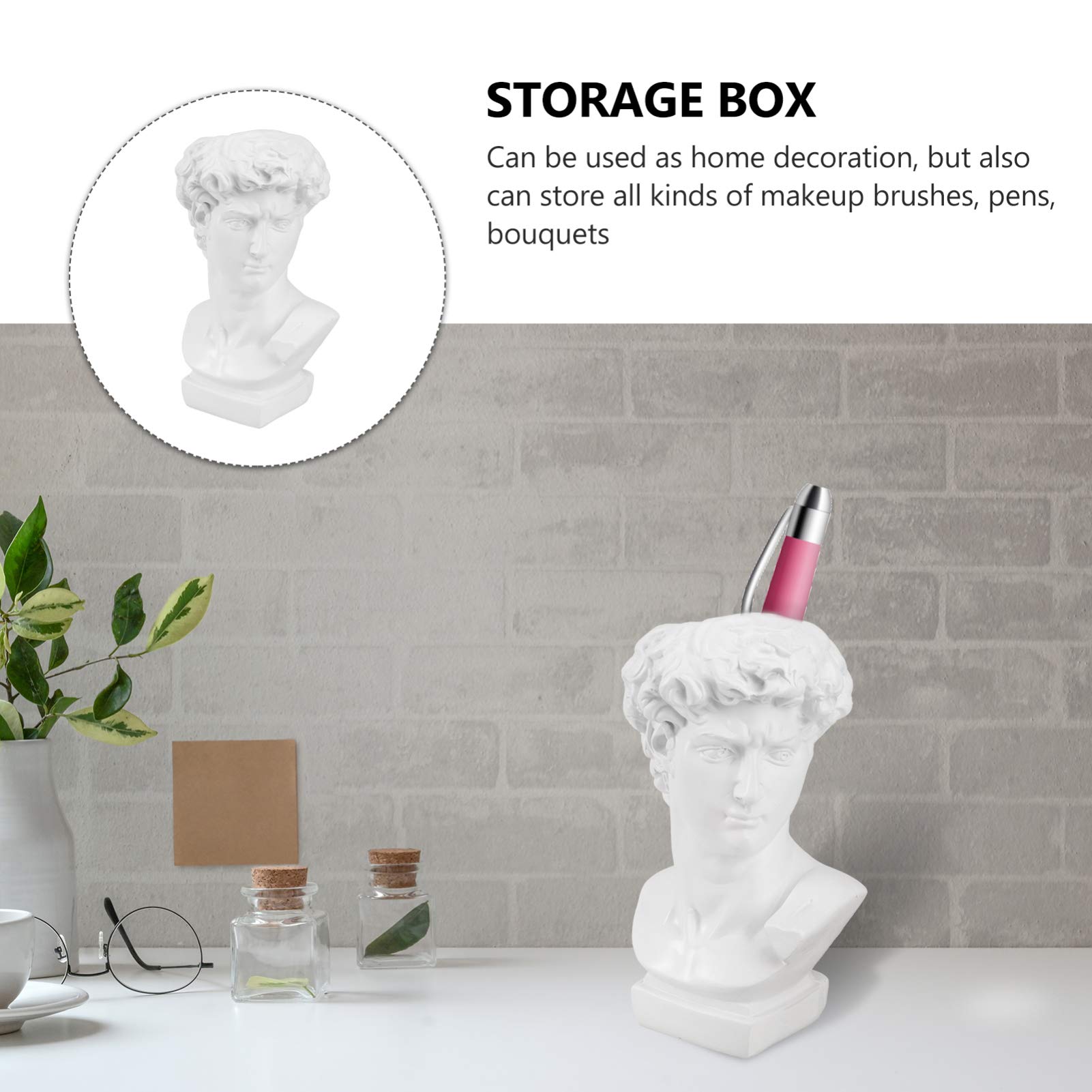 HEMOTON Classic Greek Statue Planter - Face Vase for Jewelry & Trinkets, David Bust Sculpture for Succulents | Indoor/Outdoor Desktop Decor for Home, Office & Garden