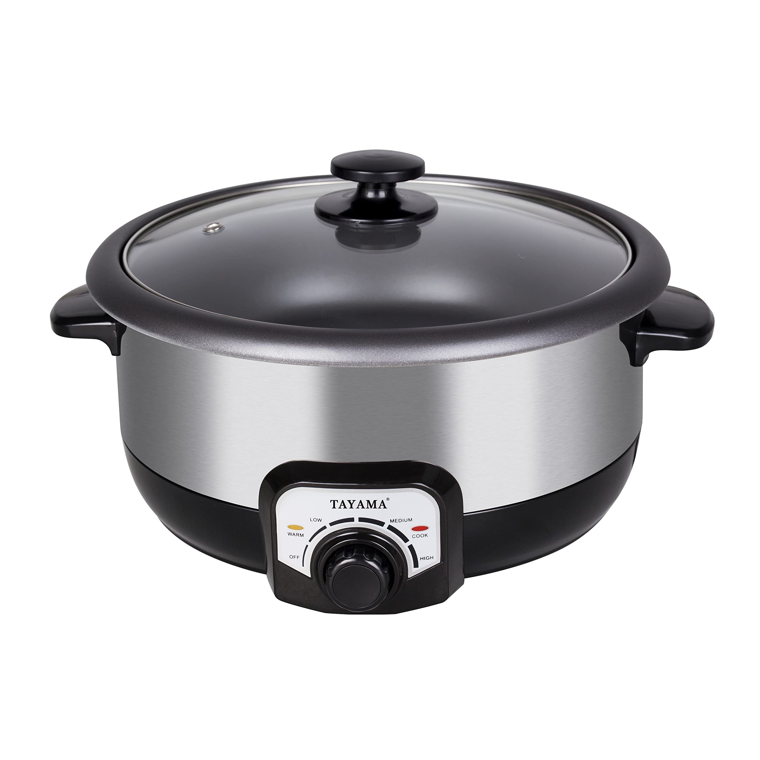 Tayama TMC-130SB 3 Quart Electric Non-Stick Hot Pot Multi-Cooker with Steamer & Glass Lid - Perfect for Soups, Stews & Family Meals | Black
