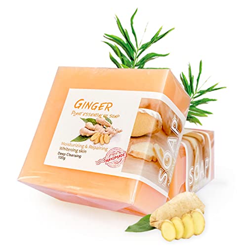 **Organic Ginger Bar Soap for Lymphatic Detox & Slimming - Natural Ginger Bath Soap for Swelling & Pain Relief, Improves Lymphatic Drainage, Suitable for All Skin Types (3 Pack) - Perfect for Post-Workout Recovery & Relaxing Baths**