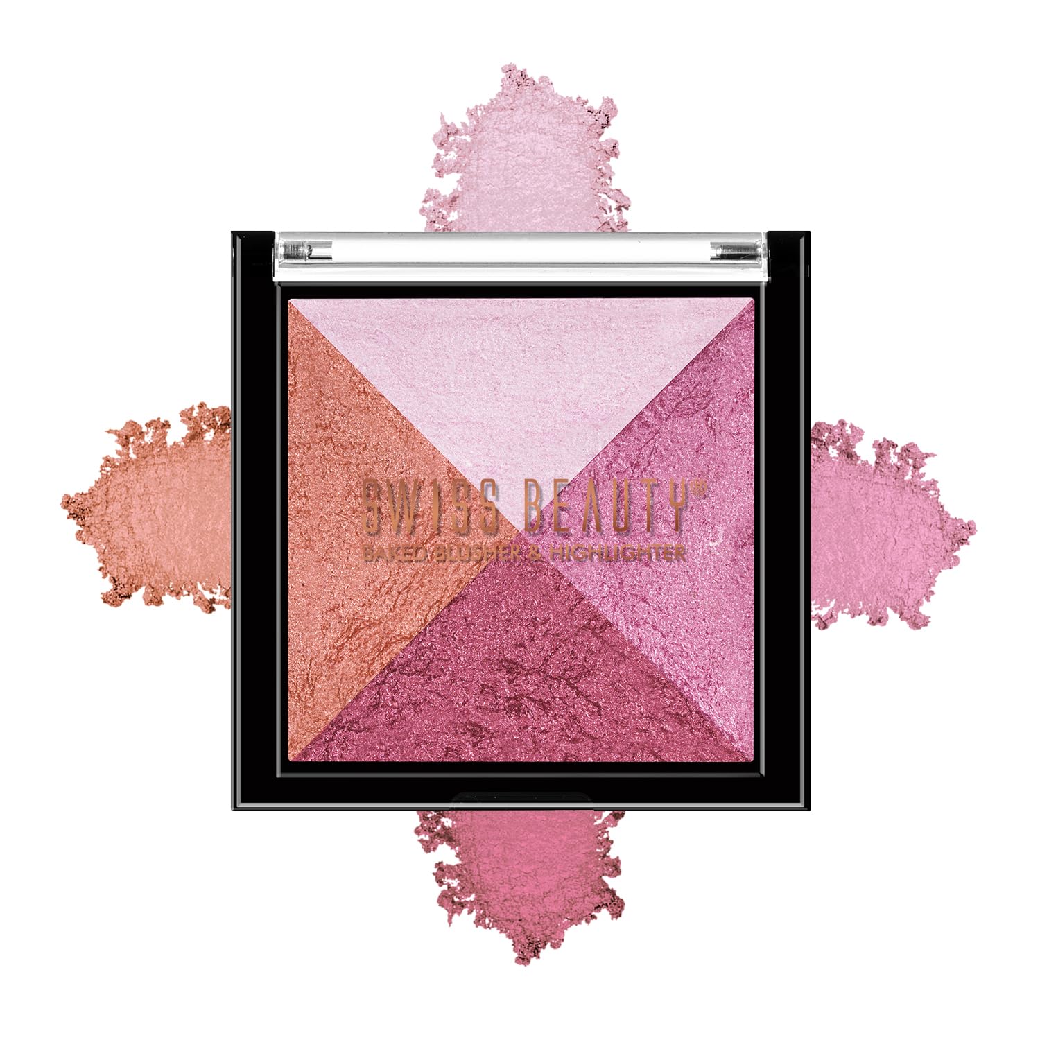Swiss Beauty Mini Baked Shimmer Blusher & Highlighter Palette - 2 Multicolor Shades, 7g | Face Makeup for Cheeks & Contouring | Perfect for Everyday Glow & Special Occasions