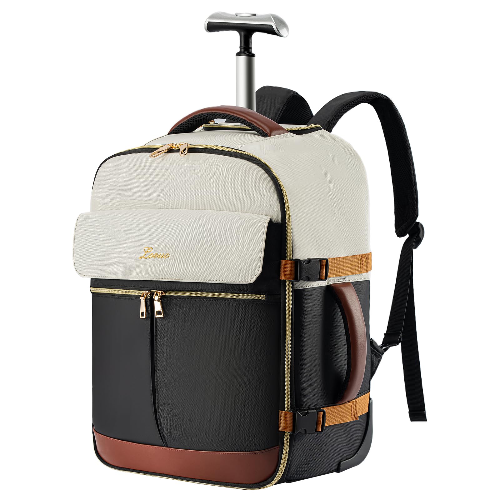 LOUEO 17 Inch Wheeled Rolling Backpack for Women - Lightweight Carry On Luggage with Wheels for Travel, Business & Commuting | Perfect for Airplane, Train & Daily Use
