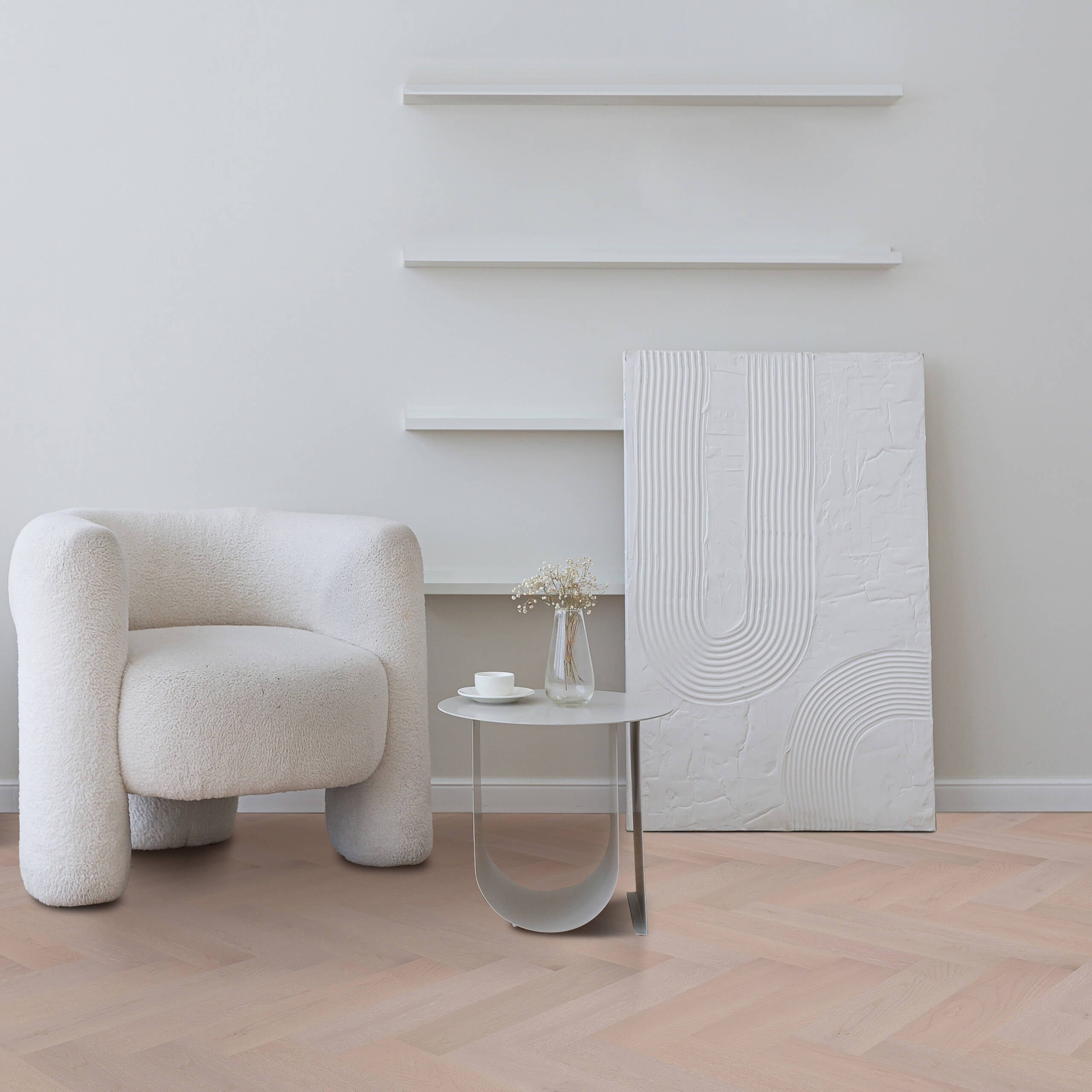 Castel Nuovo Herringbone Collection 600x120x14/3mm Soft Pale Oak Engineered Wood Flooring - Waterproof & Scratch-Resistant for Living Room, Bedroom, Kitchen & Office
