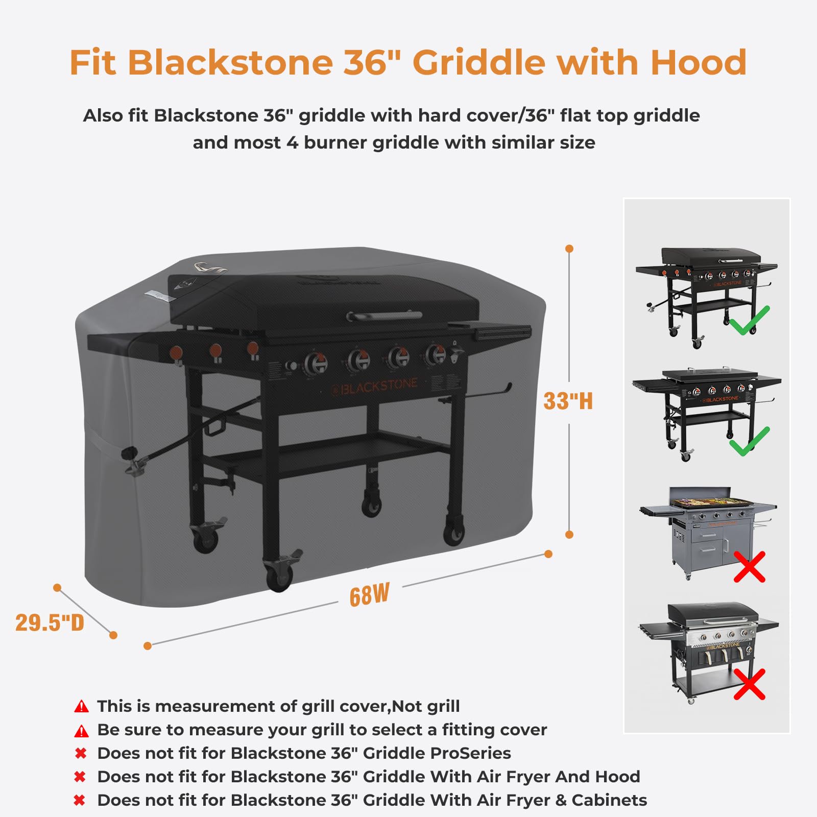 **Heavy Duty 600D Rip-Proof & Waterproof Blackstone 36 Inch Griddle Cover with Hood – Windproof Grill Cover for 4-Burner Griddle with Strap – Perfect for Outdoor Cooking, Camping, and Backyard BBQs**