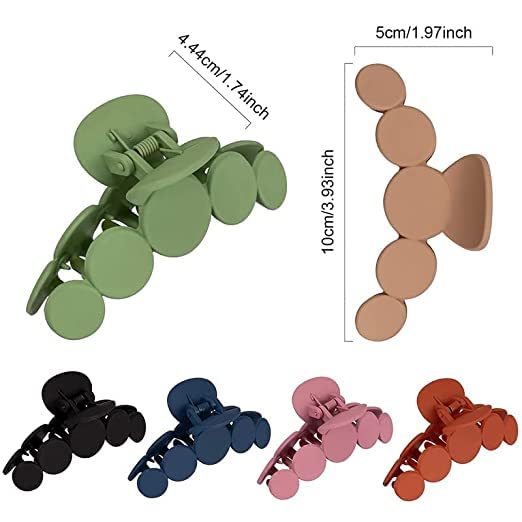 Strong Hold Matte Hair Claw Clips for Women & Girls - Large Hair Clips for Thick Hair (2-Pack, Bubble Pattern) - Perfect for Updos, Ponytails & Everyday Hairstyles