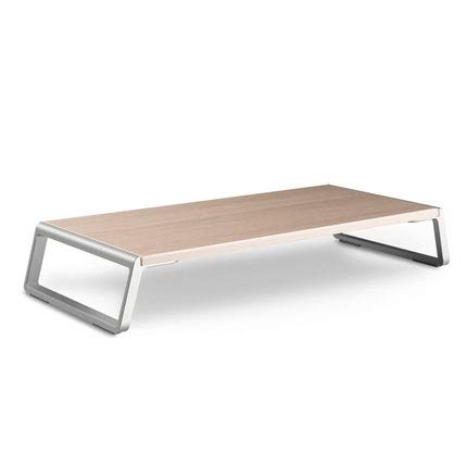 Premium Laptop Monitor Stand Riser with Metal Feet - Ergonomic Desktop Organizer for iMac, MacBook, LCD Displays & Printers - Space Saving Dark Wood Grain Design (Light Wood Grain Option) - Perfect for Home Office, Gaming Setup & Workspace Organization