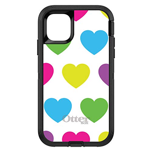 White Multi Color Hearts On Black Case