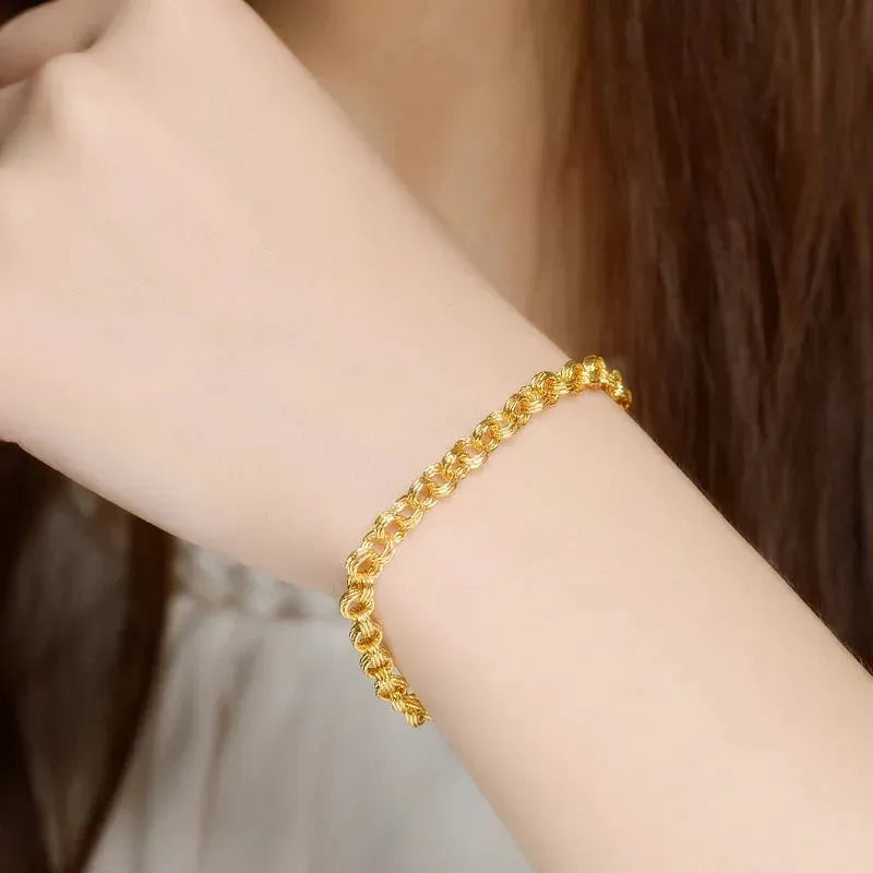 24K Pure Gold Bracelet - 999 Solid Real Gold Bangle for Women, Elegant & Romantic Classic Jewelry Gift for Anniversary, Valentine's Day & Special Occasions