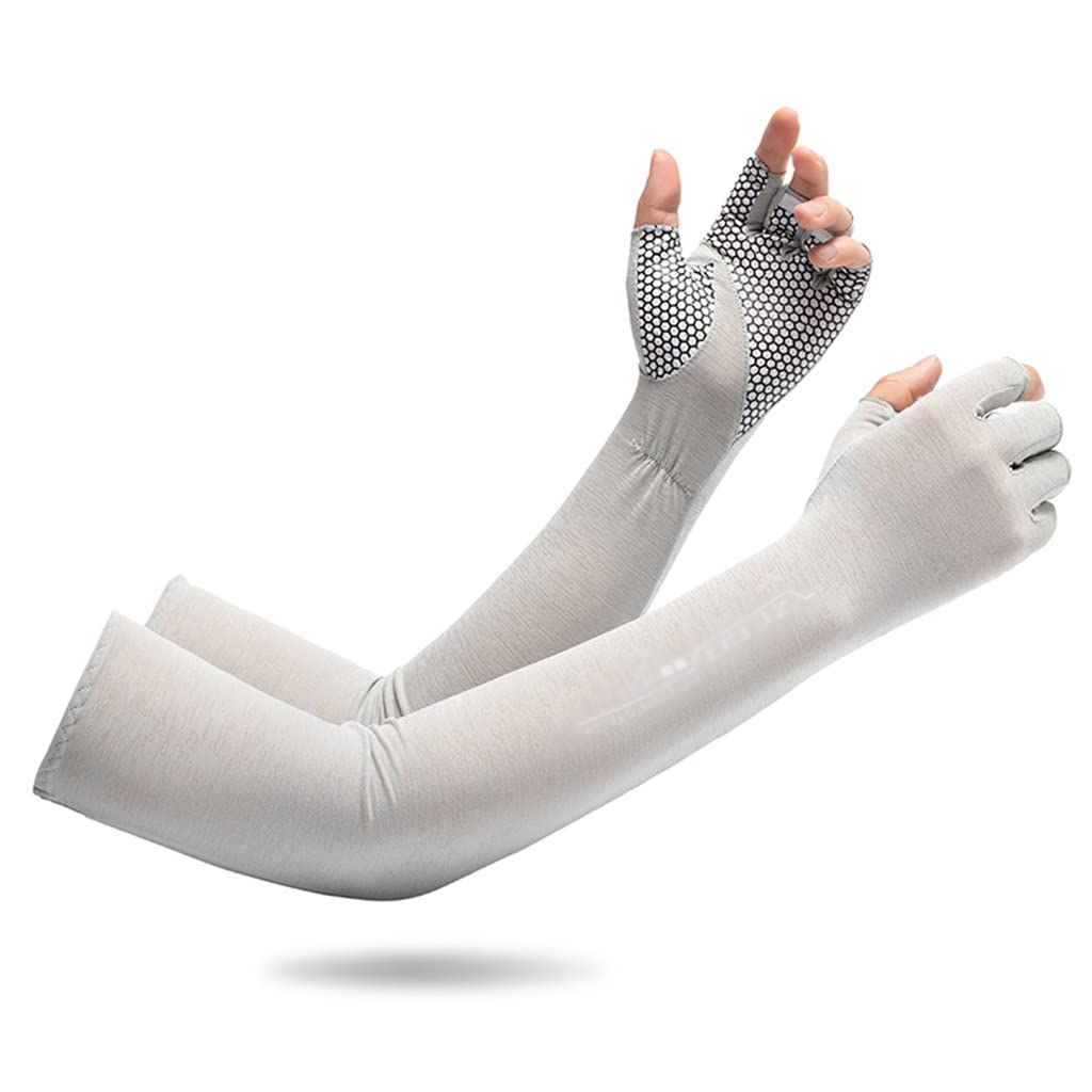 Cooling Summer Ice Sleeves for Men - Breathable Linen Extended Thin Riding & Driving Gloves - UV Protection Ice Silk Arm Sleeves (One Size) - Perfect for Cycling, Motorcycling, Golf & Outdoor Sports