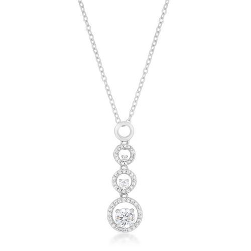 Elegant Halo Graduated Cubic Zirconia Pendant Necklace - Perfect for Weddings, Anniversaries & Special Occasions