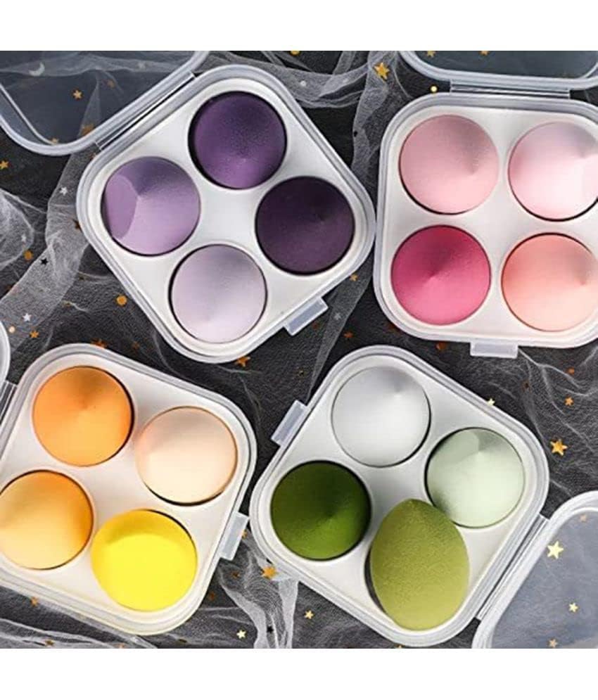Omidazzle Ultra Soft Blender Makeup Sponge Set of 4 - Multicolor Beauty Sponges with Storage Box | Perfect for Liquid Foundation, Concealer & Powder Application