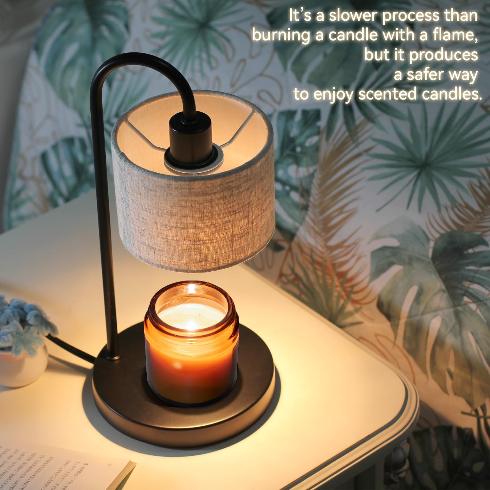 Dimmable Candle Warmer Lamp with Timer - Wax Melter for Home Decor, Birthday & Housewarming Gifts - Includes Replacement Bulbs - Compatible with All Candle Sizes - Perfect for Bedroom, Living Room & Relaxation - Linen Scent