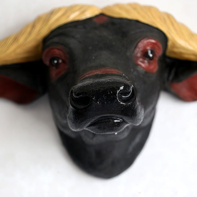 Elegant Resin Bull Head Wall Sculpture - Handcrafted Home Decor for Living Room, Restaurant, Bar & Club | Rustic Farmhouse Wall Art for Western & Modern Interior Design