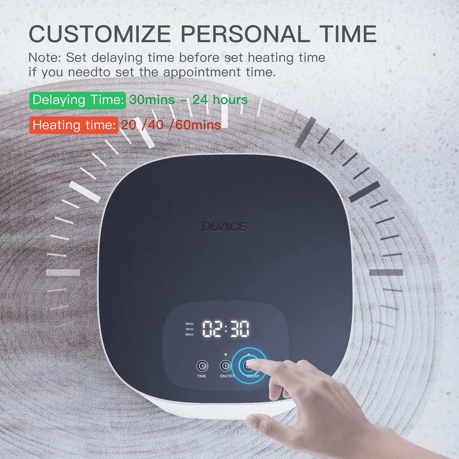 DOACE 26L Large Electric Towel Warmer Bucket with LED Display - Adjustable Heat Timer (20/40/60 Min), 24H Delay Timer - Fits 2 Oversized Towels, PJs & Bathrobes (Black/White) - Perfect for Spa, Salon, Bathroom & Home Relaxation