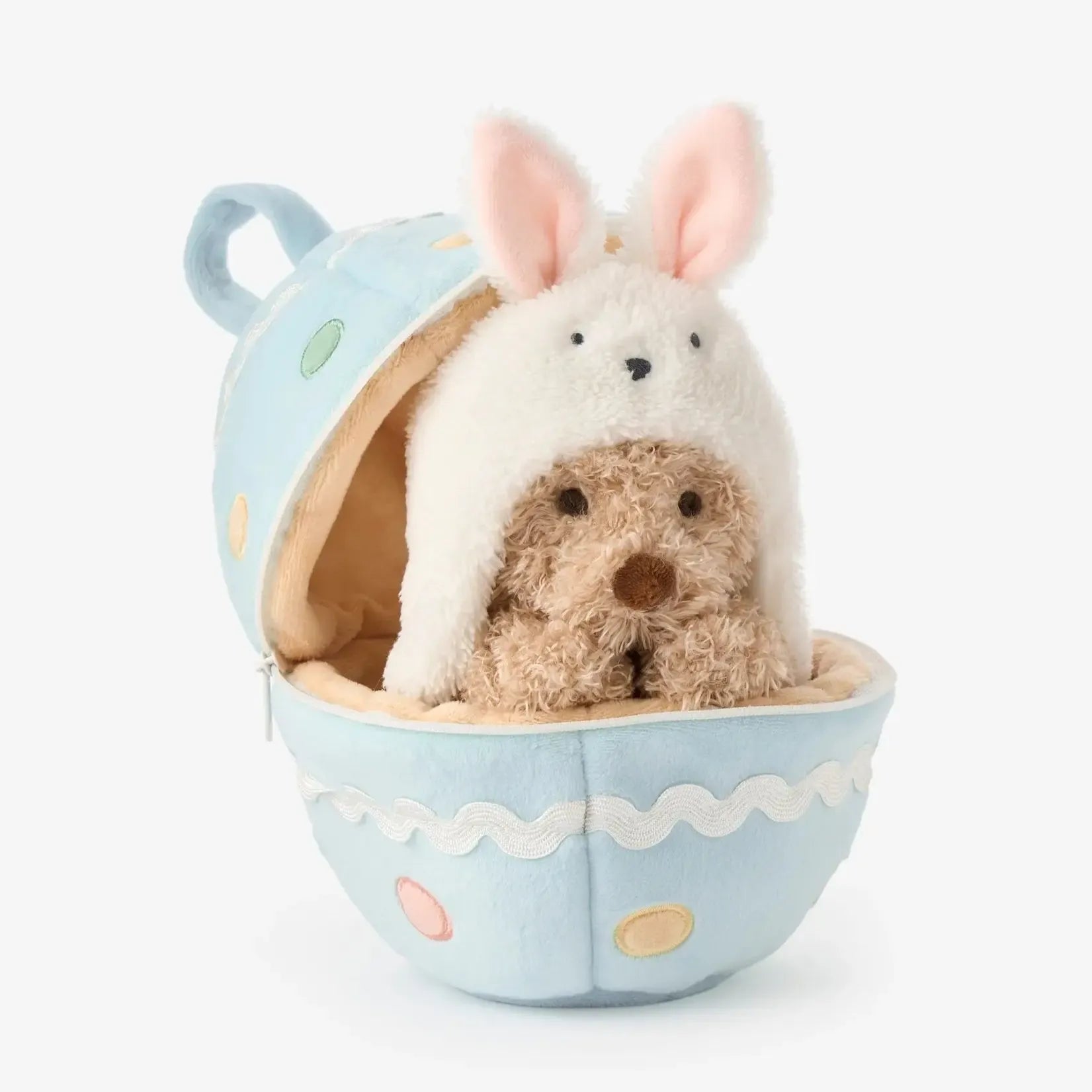 Cute Easter Egg Plush Teddy Bear with Bunny Hat - Soft Baby Hatchling Stuffed Animal Toy for Easter Basket, Nursery Decor, and Gift Giving