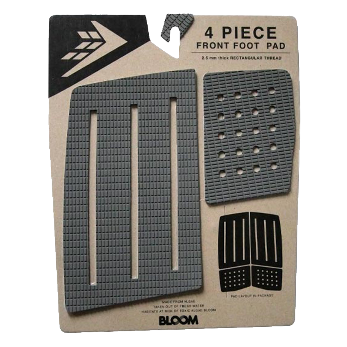 Firewire 4-Piece Front Foot Traction Deck Pad - Non-Slip Surfboard Grip for Enhanced Control (Charcoal) | Perfect for Surfing, Paddleboarding & Water Sports
