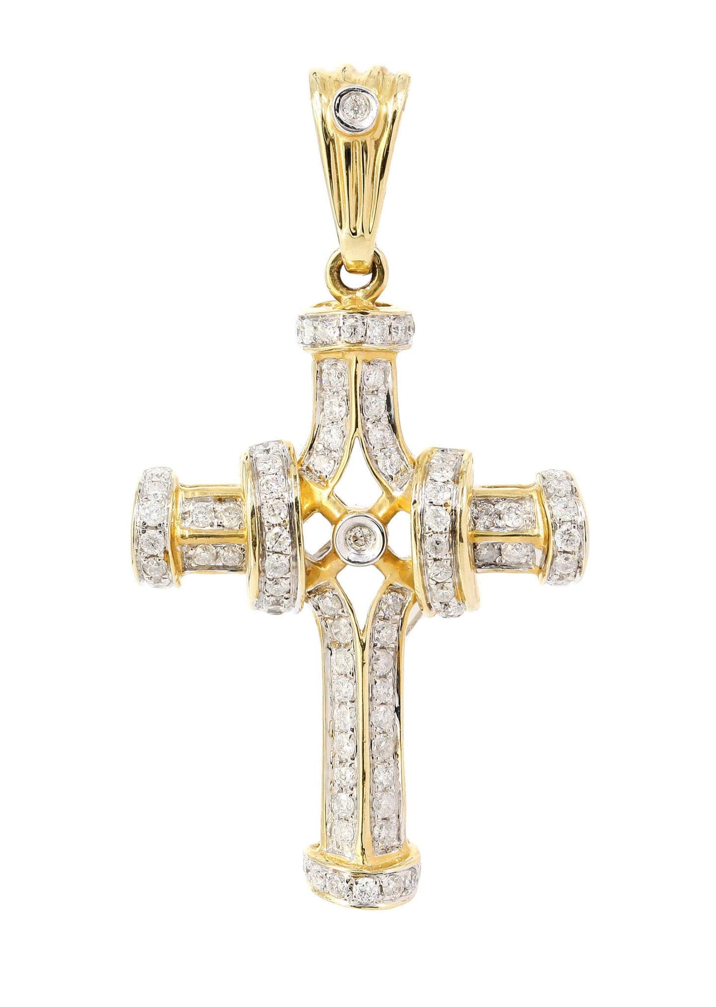 0.45 Carat Diamond Cross Pendant Necklace - 3.45 Grams 14K Gold/White Gold - Elegant Religious Jewelry for Women, Gift for Baptism, Confirmation & Special Occasions