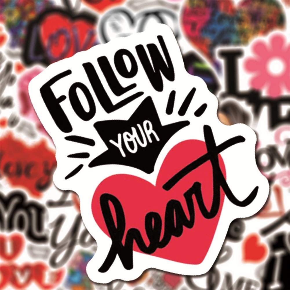 50 Pcs Waterproof Love Stickers - Vinyl Decals for Bike, Water Bottle, Laptop, Bicycle, Fridge, Cup, Luggage, Phone & Skateboard | Romantic DIY Decoration for Valentine's Day, Anniversary & Couple Gifts